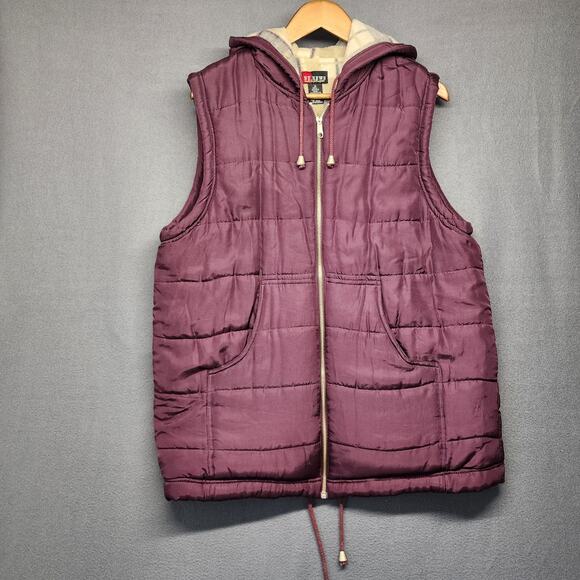NY News Vest Women Medium Purple Silk Hooded Full Zip Fleece Lined Vtg Y2K - Picture 8 of 10